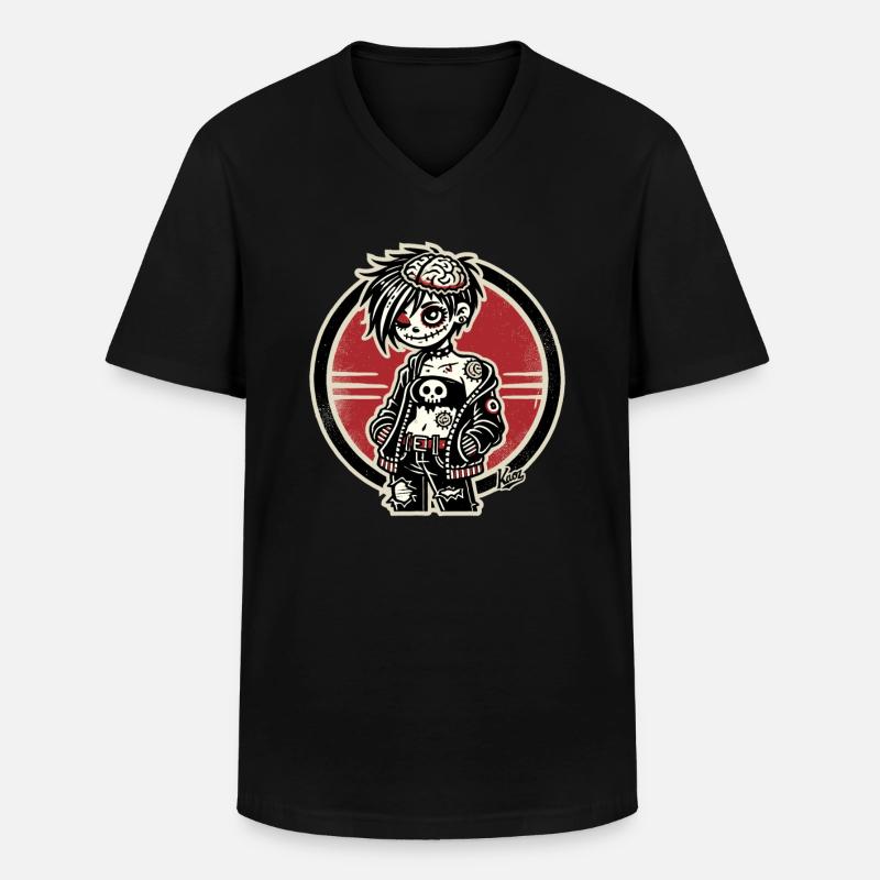 Cooles Emo-Zombie-Mädchen - Männer-T-Shirt mit V-Ausschnitt - Schwarz