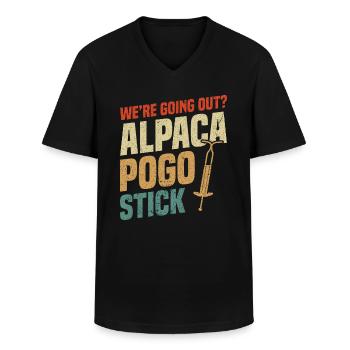 We go out? Alpaca pogo stick - Men's V-Neck T-Shirt - black - Front - AI Model Male 178 dark (178cm)