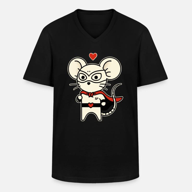 Maus Held der Liebe - Männer-T-Shirt mit V-Ausschnitt - Schwarz