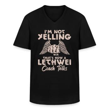 "I don't scream, so talk - Men's V-Neck T-Shirt - black - Front - AI Model Male 178 dark (178cm)
