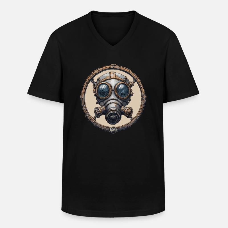 Steampunk-Maske - Männer-T-Shirt mit V-Ausschnitt - Schwarz