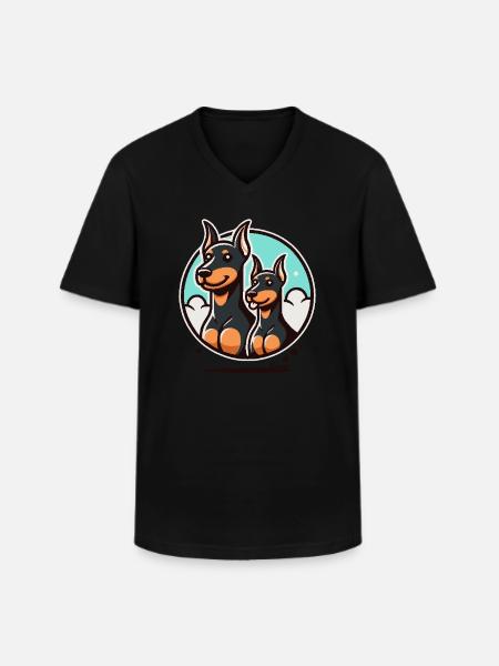 Lustige Dobermann-Hunde - Männer-T-Shirt mit V-Ausschnitt - Schwarz
