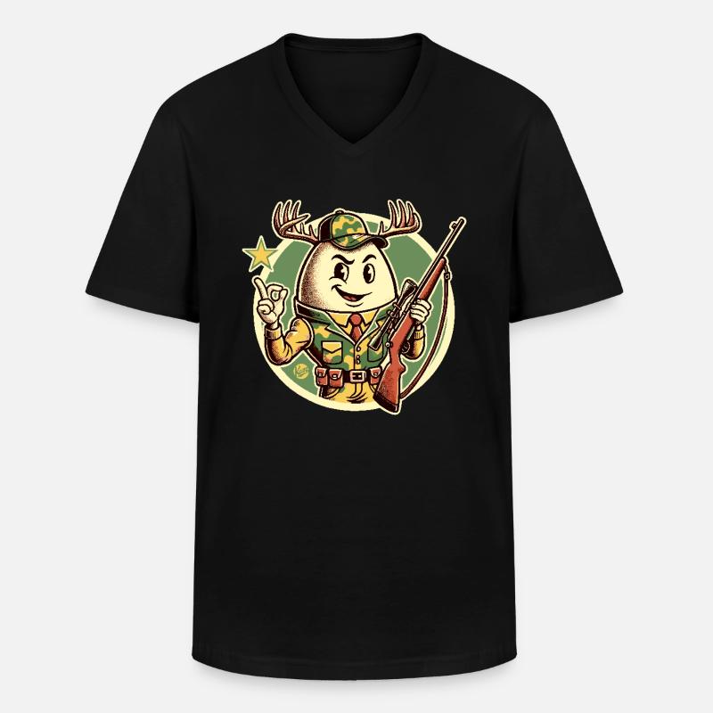 Jäger-Ei mit Hirschgeweih - Männer-T-Shirt mit V-Ausschnitt - Schwarz
