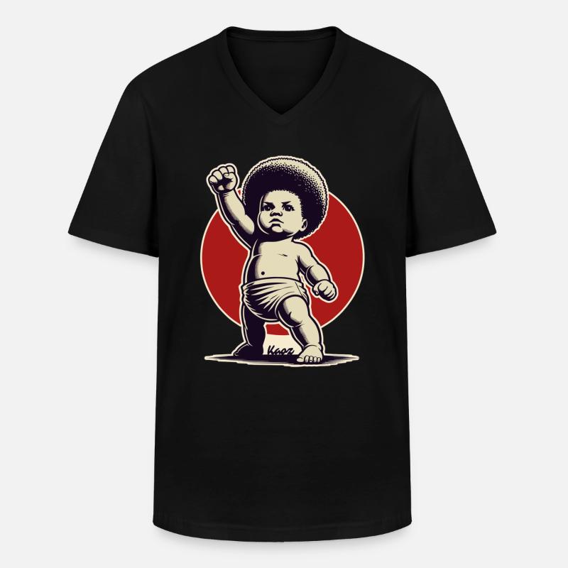 Baby in Freiheits-Pose - Männer-T-Shirt mit V-Ausschnitt - Schwarz