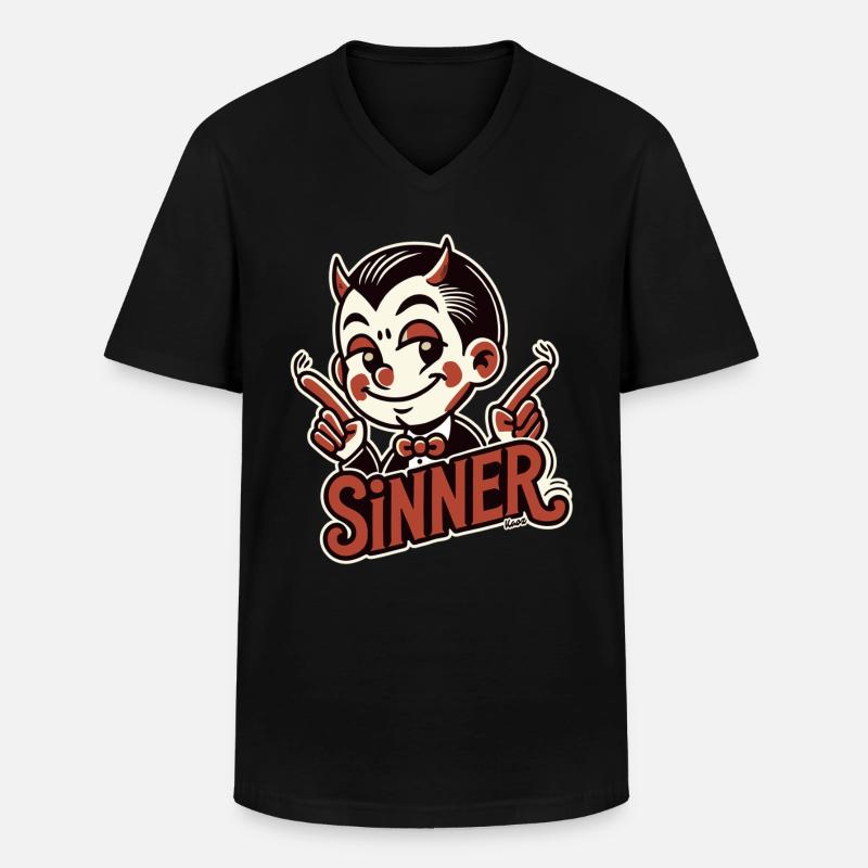 Kleiner Teufel – Stolzer Sünder - Männer-T-Shirt mit V-Ausschnitt - Schwarz