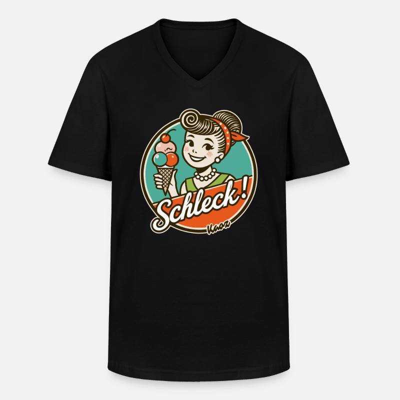 Schleck! Retro-Frau mit Eiscreme - Männer-T-Shirt mit V-Ausschnitt - Schwarz
