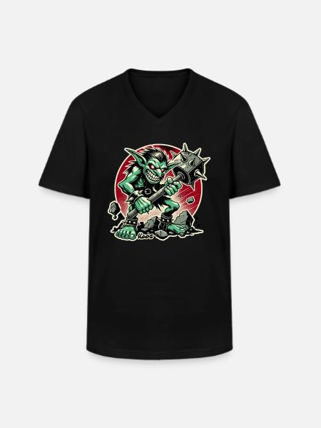 Nasty Goblin with Big Hammer - Men's V-Neck T-Shirt - black