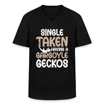 Single Taken With Gargoyle Geckos - Men's V-Neck T-Shirt - black - Front - AI Model Male 178 dark (178cm)