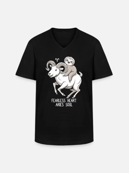 Furchtloses Herz, Widder Seele Soth - Männer-T-Shirt mit V-Ausschnitt - Schwarz