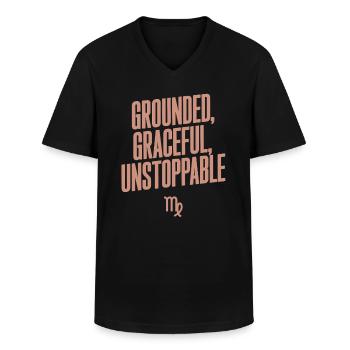Jungfrau Charakter Sternzeichen: Geerdet, Anmutig, - Männer-T-Shirt mit V-Ausschnitt - Schwarz - Vorne - AI Model Male 178 dark (178cm)