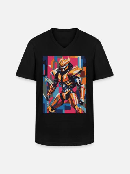 robot 04 - Männer-T-Shirt mit V-Ausschnitt - Schwarz