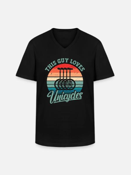 This guy loves unicycles - Men's V-Neck T-Shirt - black
