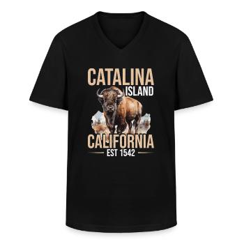 Catalina Island Birthday Crew - Men's V-Neck T-Shirt - black - Front - AI Model Male 178 dark (178cm)