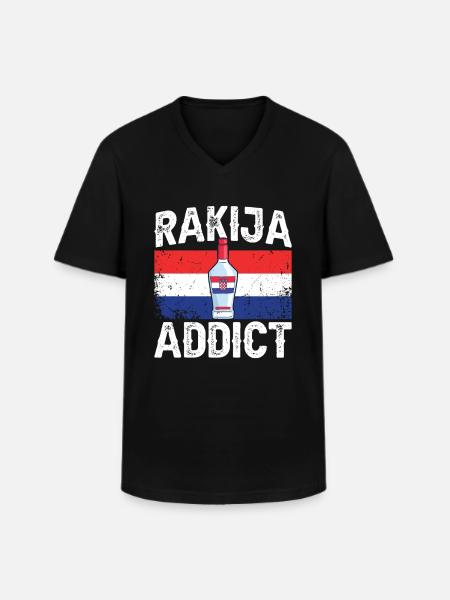 Rakija addict - Men's V-Neck T-Shirt - black