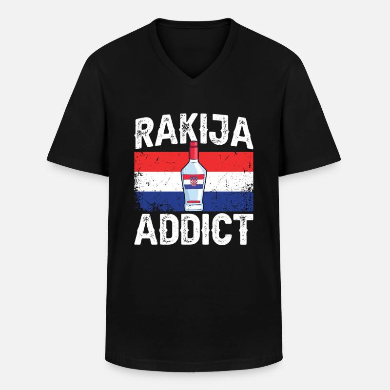 Rakija -süchtiger - Männer-T-Shirt mit V-Ausschnitt - Schwarz