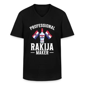 Fabricant professionnel de rakija - T-shirt col V Homme - noir - Devant - AI Model Male 178 dark (178cm)