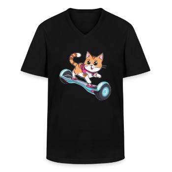 La vie du chat est meilleure lorsqu’il - T-shirt col V Homme - noir - Devant - AI Model Male 178 dark (178cm)
