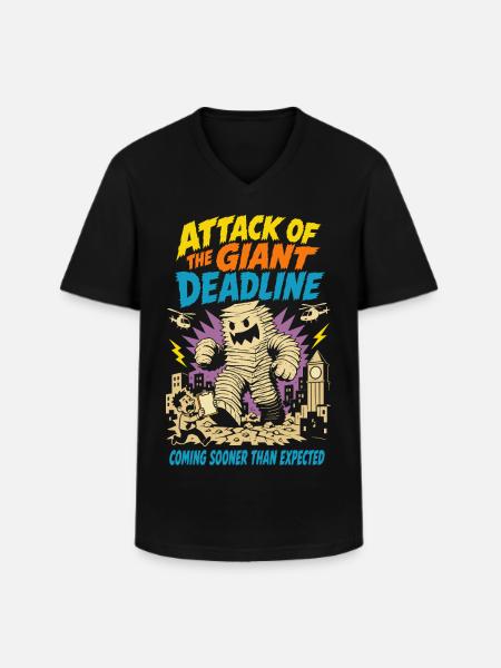 Attack of the gigantic deadline - Men's V-Neck T-Shirt - black