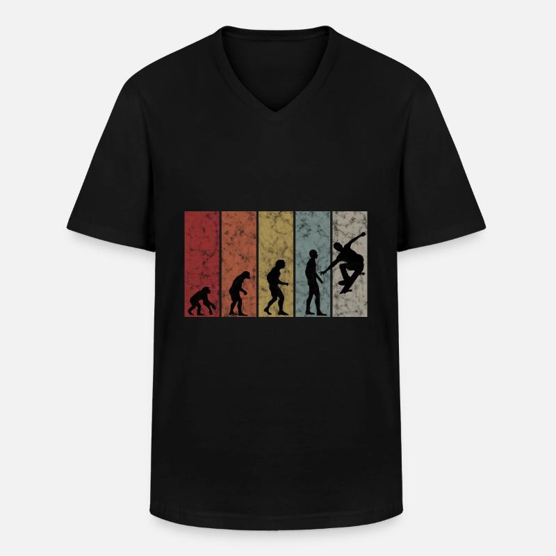 Skateboarder Skateboard Skater Skate Evolution - Men's V-Neck T-Shirt - black