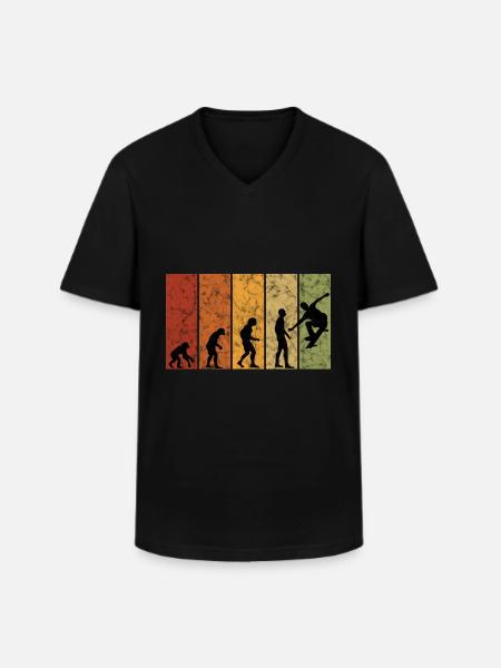Skateboarder Skateboard Skater Skate Evolution - Men's V-Neck T-Shirt - black