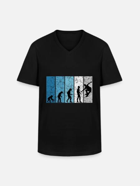 Skateboarder Skateboard Skater Skate Evolution - Men's V-Neck T-Shirt - black