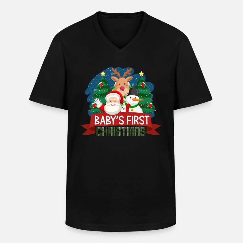 Babys erstes Weihnachtsgeschenk - Männer-T-Shirt mit V-Ausschnitt - Schwarz