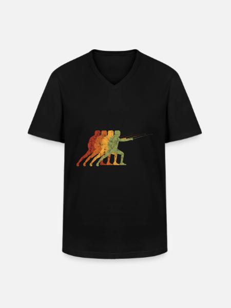 Sword Fencing Foil Retro Fencer Fencer Fencer - Men's V-Neck T-Shirt - black