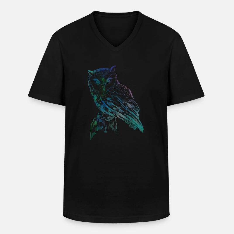 Eule - Männer-T-Shirt mit V-Ausschnitt - Schwarz