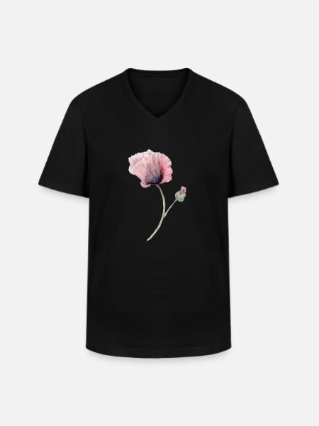 Blume - Männer-T-Shirt mit V-Ausschnitt - Schwarz