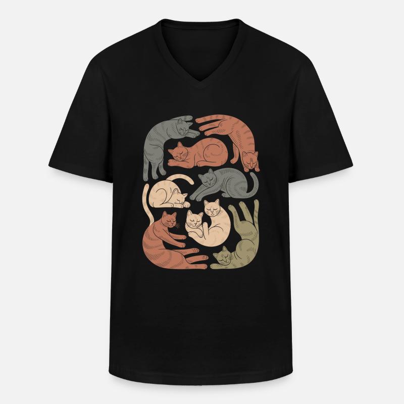 Relaxed Boho Cat Pattern - Men's V-Neck T-Shirt - black