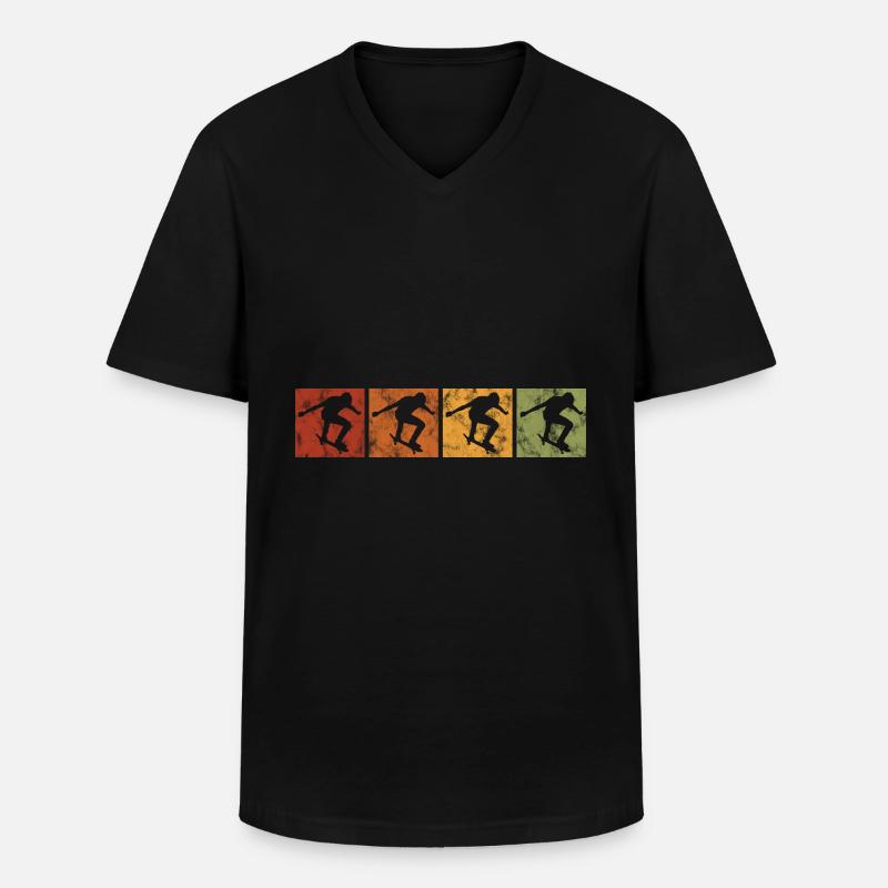 Skateboarder Skateboard Evolution Skate Skateing - Männer-T-Shirt mit V-Ausschnitt - Schwarz