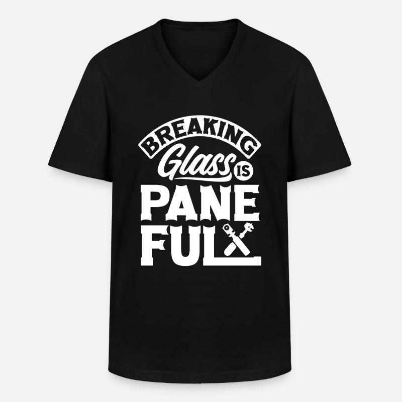 Glazier Window Fitter Paneful - Männer-T-Shirt mit V-Ausschnitt - Schwarz
