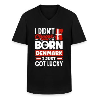 Dänemark Dänemark Dänemark Flagge Ich hatte gerade Glück - Männer-T-Shirt mit V-Ausschnitt - Schwarz - Vorne - AI Model Male 178 dark (178cm)