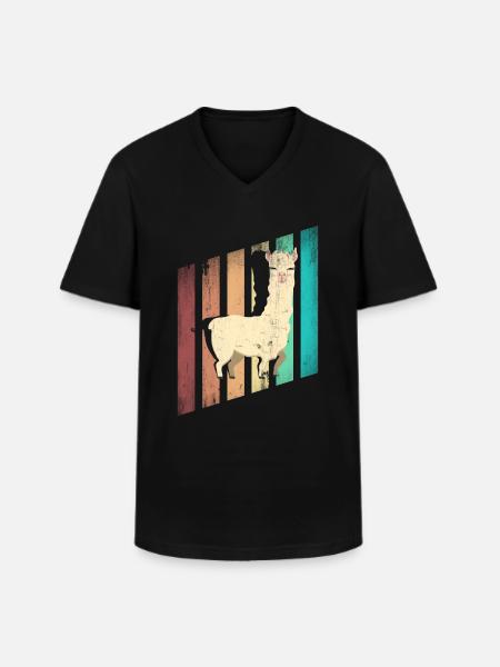 Alpacas LLamas Mammals Alpaca Silhouette - Men's V-Neck T-Shirt - black