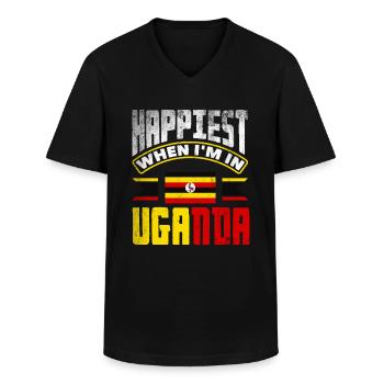 Ugandan Uganda Ugandan Flag Quote - Men's V-Neck T-Shirt - black - Front - AI Model Male 178 dark (178cm)