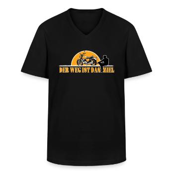 Classic Motorrad Abenteuer - Der Weg ist das Ziel - Männer-T-Shirt mit V-Ausschnitt - Schwarz - Vorne - AI Model Male 178 dark (178cm)