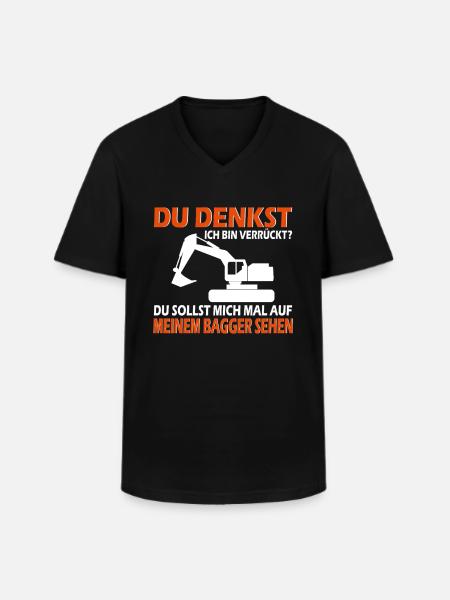 Baggerführer Bagger Verrückter Baggerfahrer - Männer-T-Shirt mit V-Ausschnitt - Schwarz