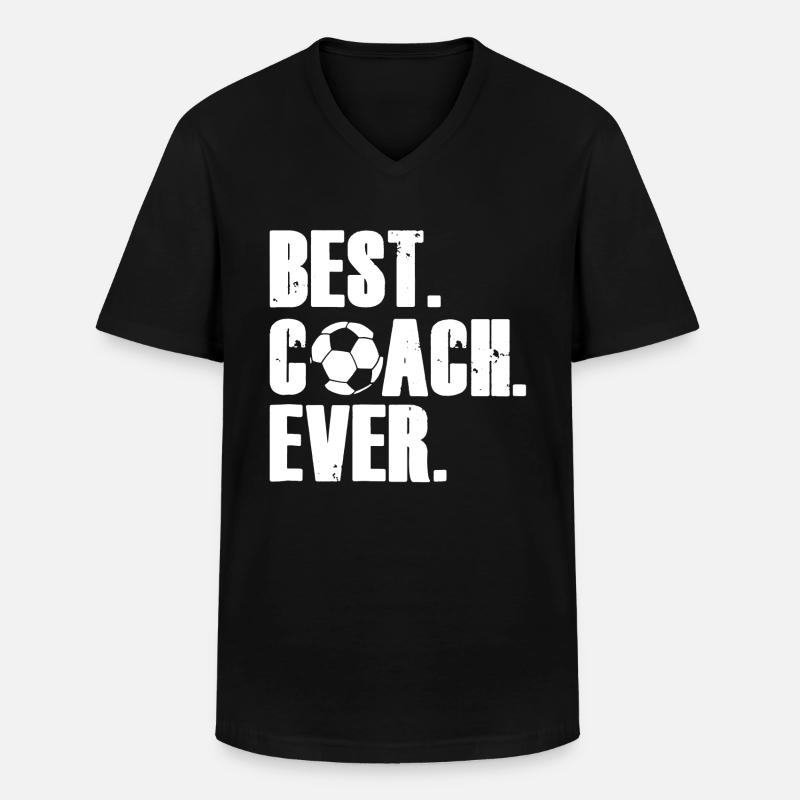 FUßBALL TRAINER T-SHIRT - Männer-T-Shirt mit V-Ausschnitt - Schwarz