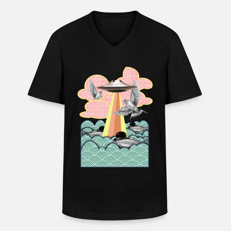 Flamingo - Männer-T-Shirt mit V-Ausschnitt - Schwarz