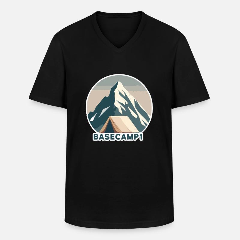 Bergsteiger Basislager 1 - Männer-T-Shirt mit V-Ausschnitt - Schwarz