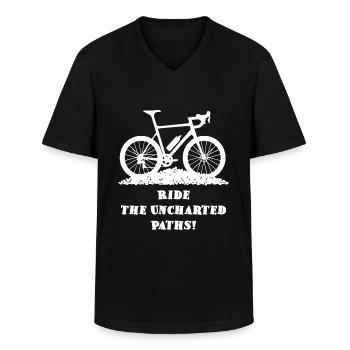 Unbekannte Wege – Gravel Bike - Männer-T-Shirt mit V-Ausschnitt - Schwarz - Vorne - AI Model Male 178 dark (178cm)
