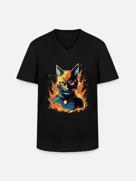 Superpfoten im Einsatz: Superkatze - Männer-T-Shirt mit V-Ausschnitt - Schwarz