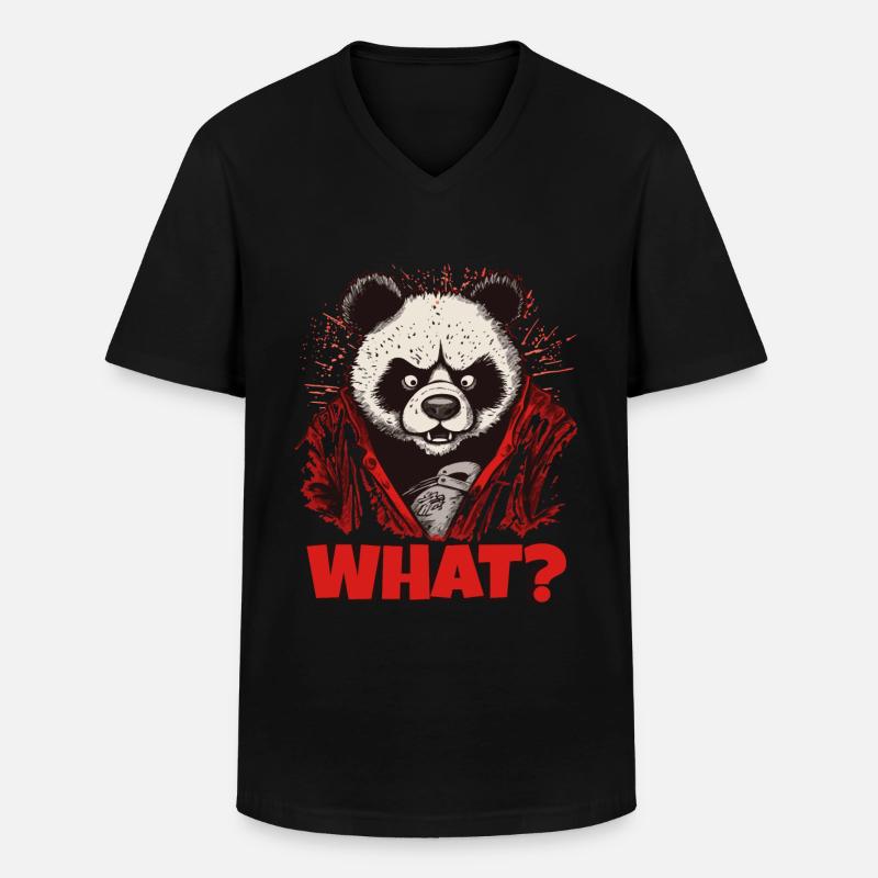 Wütender Pandabär - Männer-T-Shirt mit V-Ausschnitt - Schwarz