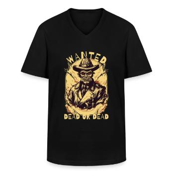 Cherchèrent! Zombie hors-la-loi mort recherché - T-shirt col V Homme - noir - Devant - AI Model Male 178 dark (178cm)