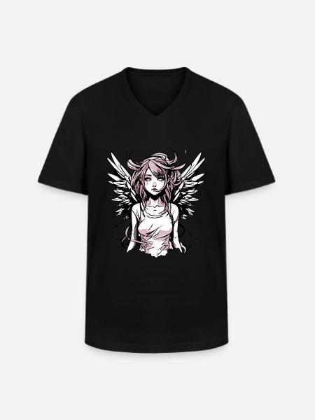Modernes Engel Mädchen - Männer-T-Shirt mit V-Ausschnitt - Schwarz