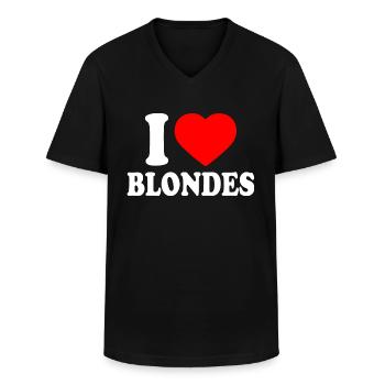 I love blondes - Men's V-Neck T-Shirt - black - Front - AI Model Male 178 dark (178cm)