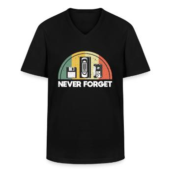 Never Forget Retro Vintage - T-shirt col V Homme - noir - Devant - AI Model Male 178 dark (178cm)