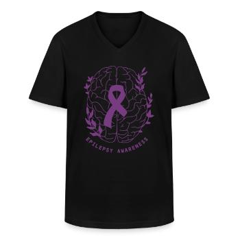 Epilepsy Awareness We Wear Purple Epilepsy Brain - Men's V-Neck T-Shirt - black - Front - AI Model Male 178 dark (178cm)