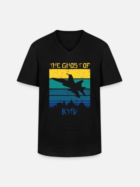 The Ghost Of kyiv - Men's V-Neck T-Shirt - black