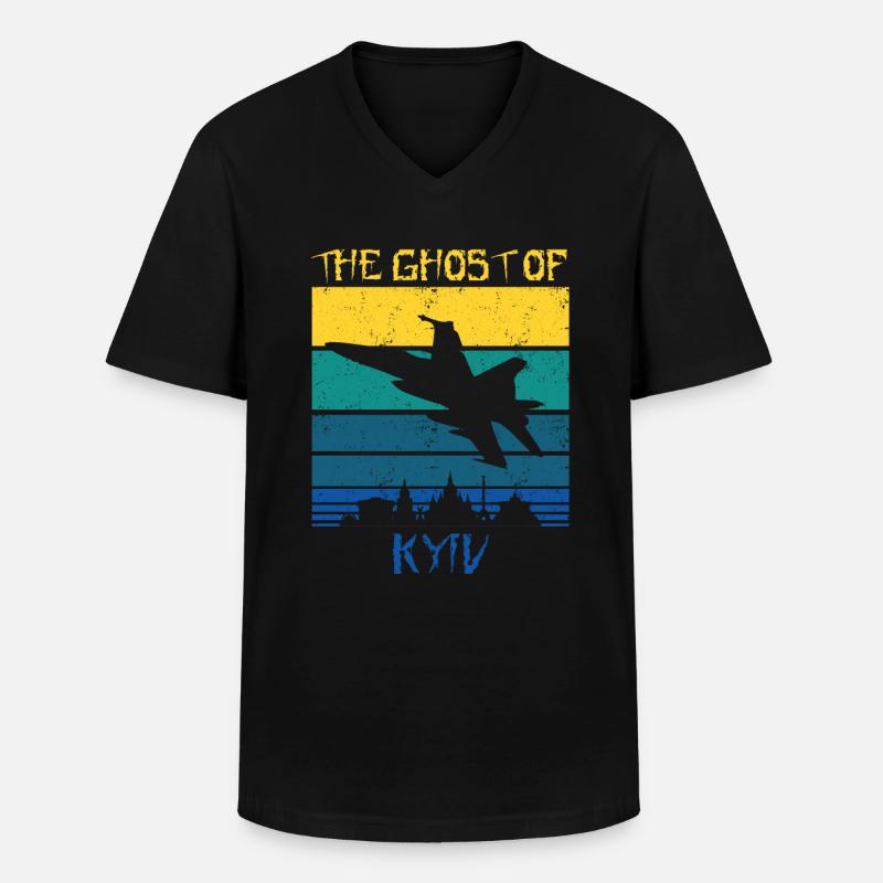 Der Geist von Kiew - Männer-T-Shirt mit V-Ausschnitt - Schwarz